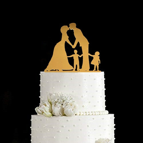 Family Wedding Cake Topper Bride and Groom Cake Toppers with Kids