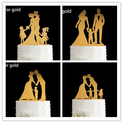 Family Wedding Cake Topper Bride and Groom Cake Toppers with Kids