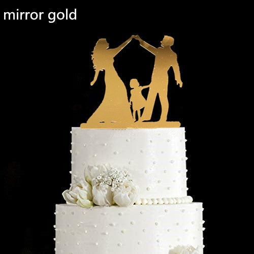 Family Wedding Cake Topper Bride and Groom Cake Toppers with Kids