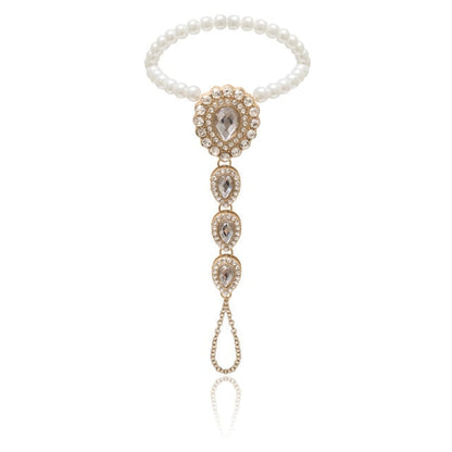 Fancy Barefoot Iced Out Bling Crystal and Pearl Barefoot Wedding Sandal Jewelry for Beach Wedding Ceremony