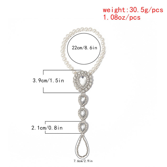 Fancy Barefoot Iced Out Bling Crystal and Pearl Barefoot Wedding Sandal Jewelry for Beach Wedding Ceremony