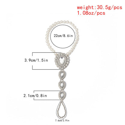 Fancy Barefoot Iced Out Bling Crystal and Pearl Barefoot Wedding Sandal Jewelry for Beach Wedding Ceremony