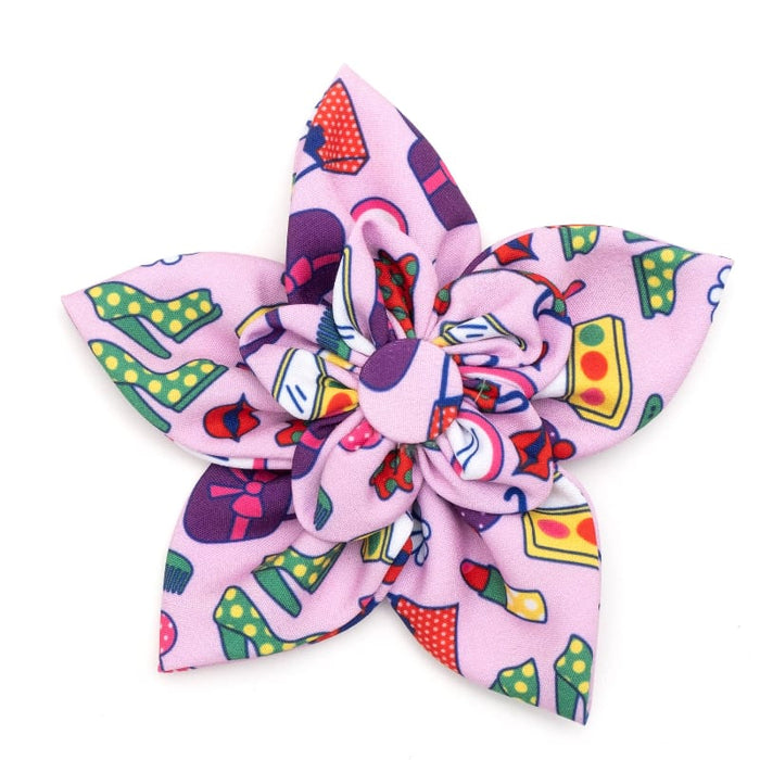The Worthy Dog Bow Ties SM Fashionista Pink Flower Pet Collar Attachment - 2 sizes