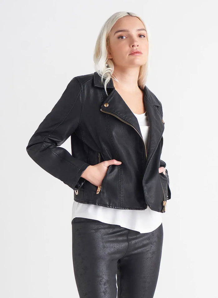 Faux Leather Moto Jacket Acorn Home + Apparel