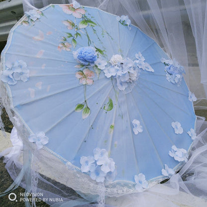 Feathers Flower and Tassel Decorative Bridal Shower Parasol-Umbrella