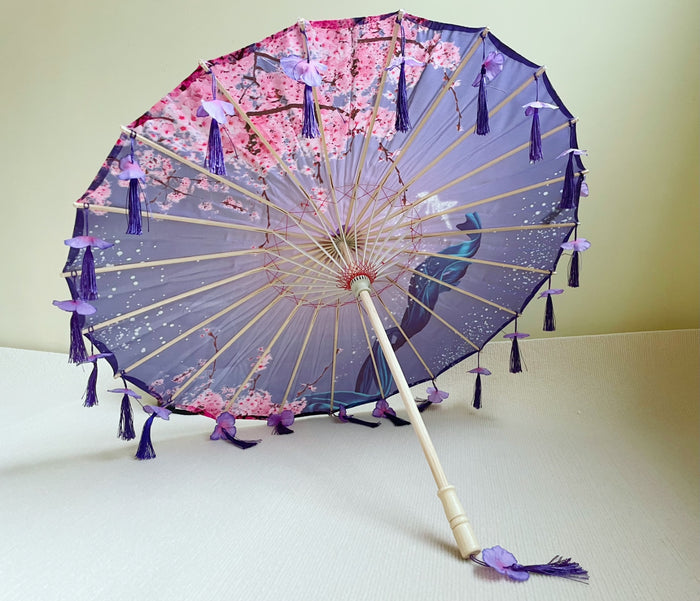 Feathers Flower and Tassel Decorative Bridal Shower Parasol-Umbrella