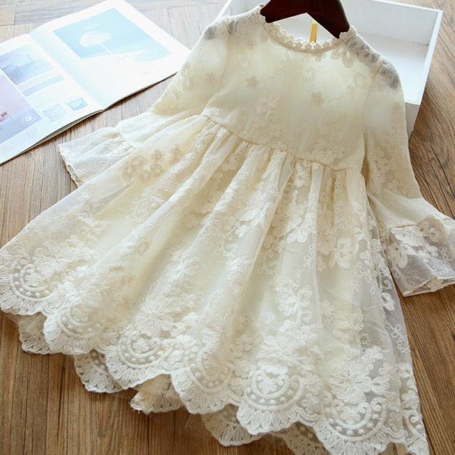 Flower Girl Very European Lace Dress - Half-sleeve Party Dress - Childrens Elegant - Comfort Style