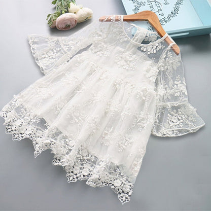 Flower Girl Very European Lace Dress - Half-sleeve Party Dress - Childrens Elegant - Comfort Style