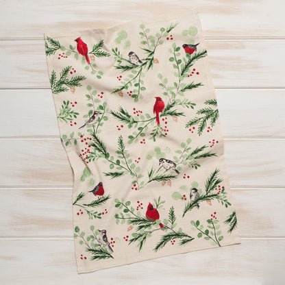 Forest Birds Christmas Dishtowel