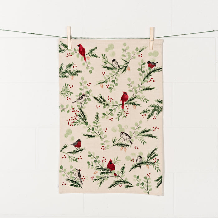 Forest Birds Christmas Dishtowel