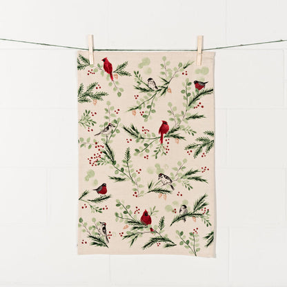 Forest Birds Christmas Dishtowel
