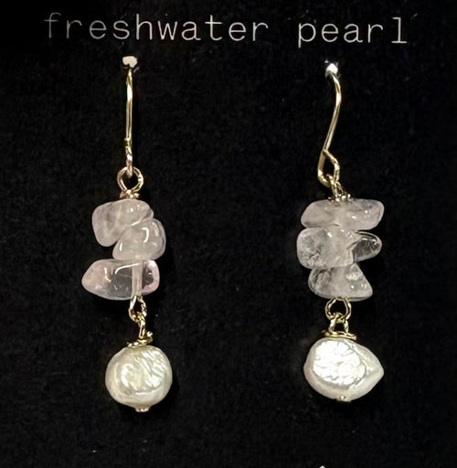 Freshwater Pearl and Pink Ice Earrings