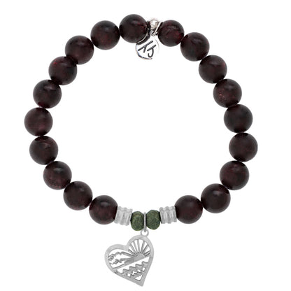 Garnet Stone Bracelet with Seas the Day Sterling Silver Charm