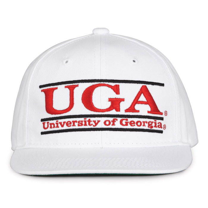 Georgia Retro Bar snapback hat in white, front view