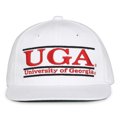 Georgia Retro Bar snapback hat in white, front view