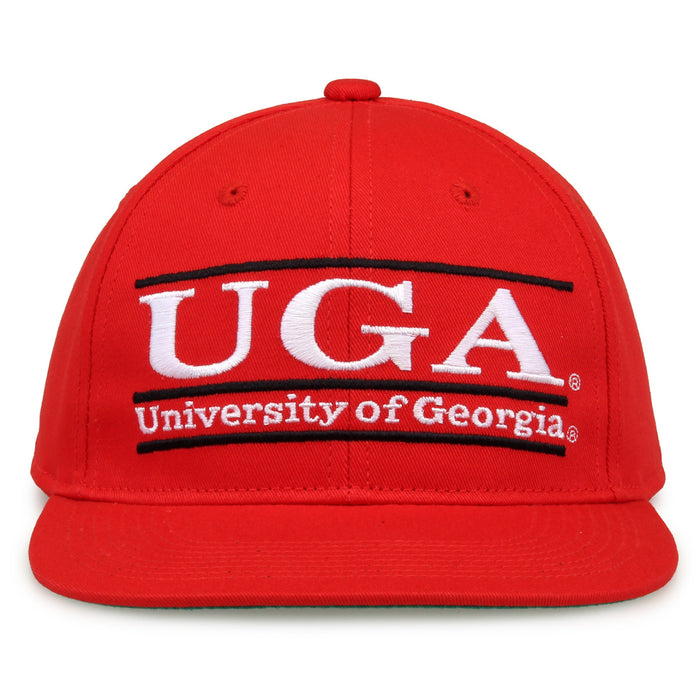 Georgia Retro Bar snapback hat in red, front view