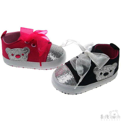 GIRLS SHINY 'BEAR' TRAINERS: B1374