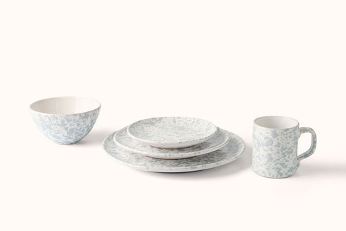 GREY ON WHITE SPLATTERWARE DINNERWARE