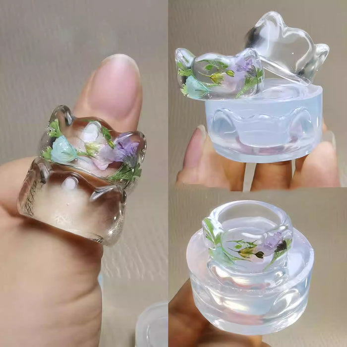 Handmade Cute Cat Ears Shape Ring Decoration Resin Molds
