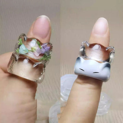 Handmade Cute Cat Ears Shape Ring Decoration Resin Molds