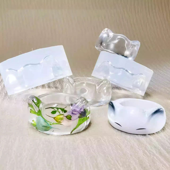 Handmade Cute Cat Ears Shape Ring Decoration Resin Molds