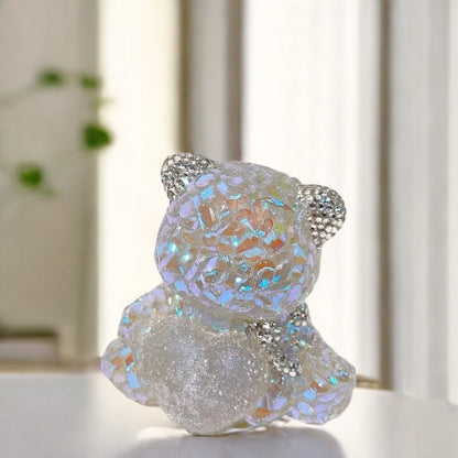Handmade Diamond Bear Hugging Heart Ornament Resin Mold