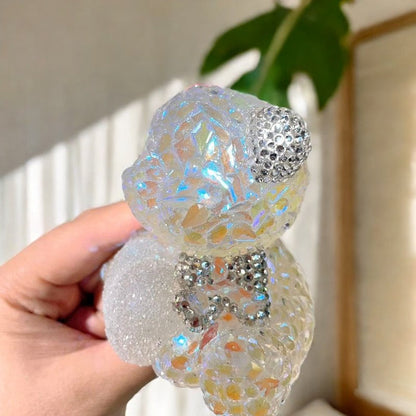 Handmade Diamond Bear Hugging Heart Ornament Resin Mold