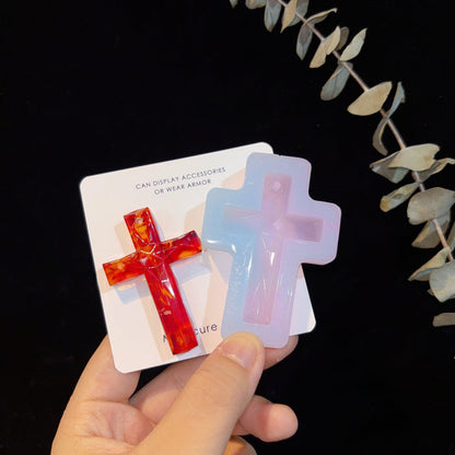 Handmade Diamond Cut Cross with Hole Pendant Resin Mold