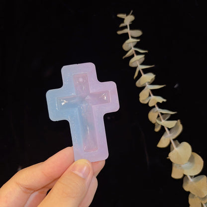 Handmade Diamond Cut Cross with Hole Pendant Resin Mold