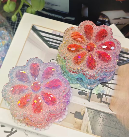 Handmade Diamond Flower Storage Jar Resin Mold