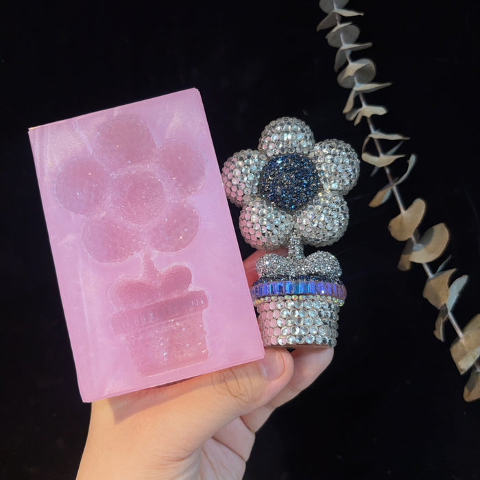 Handmade Diamond Potted Flower Decoration Resin Mold