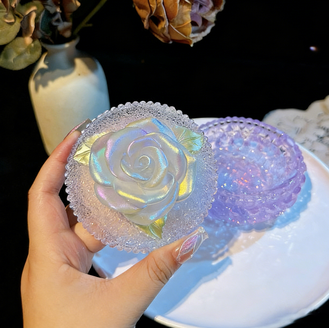 Handmade Diamond Rose Round Jar Storage Resin Mold