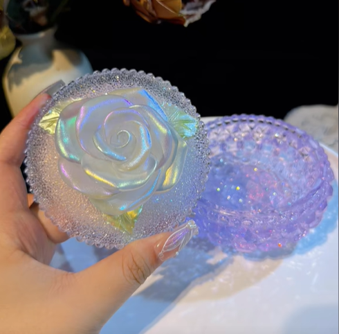 Handmade Diamond Rose Round Jar Storage Resin Mold