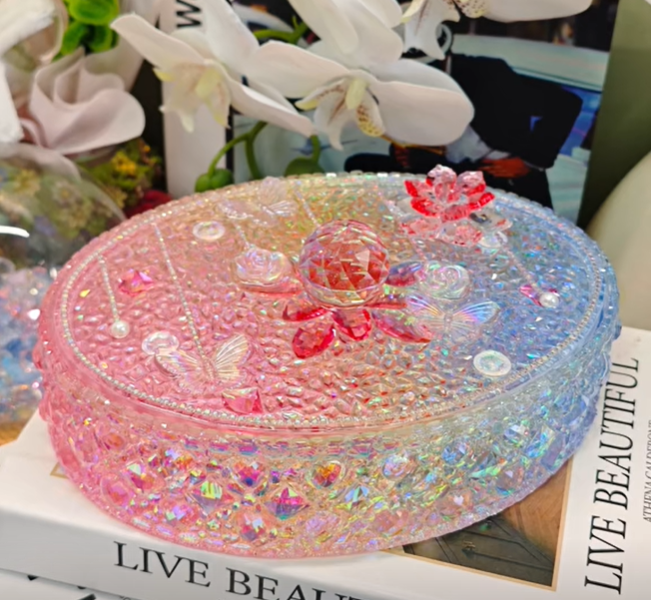 Handmade Diamond-Shaped Large Oval Storage Box Resin Mold