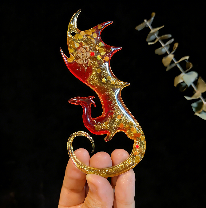 Handmade Flying Dragon Hanging Resin Mold with Hole
