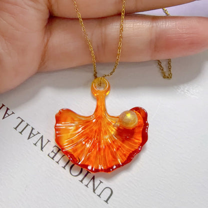 Handmade Mini Snail Ginkgo Leaf Necklace Pendant Resin Mold