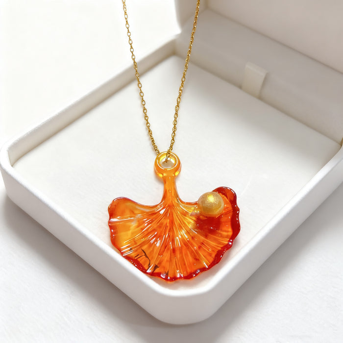 Handmade Mini Snail Ginkgo Leaf Necklace Pendant Resin Mold