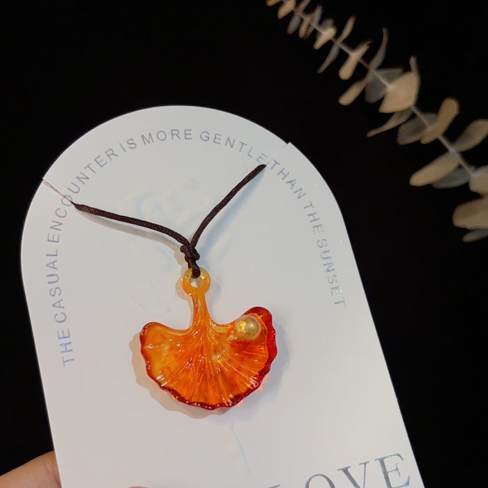 Handmade Mini Snail Ginkgo Leaf Necklace Pendant Resin Mold