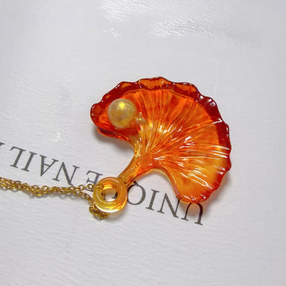 Handmade Mini Snail Ginkgo Leaf Necklace Pendant Resin Mold