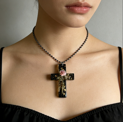 Handmade Rose Cross Sacred Love Pendant Resin Mold