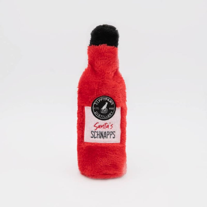 ZippyPaws dog toys Happy Hour Crusherz Christmas Holiday Santa's Schnapps Plush Squeaky Dog Toy