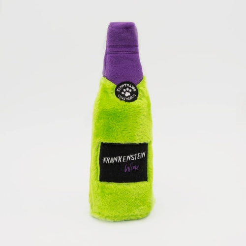 ZippyPaws dog toys Happy Hour Crusherz Halloween Frankenstein Wine Plush Squeaky Dog Toy