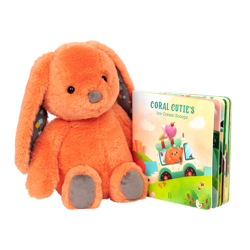 Plush bunny and board book.