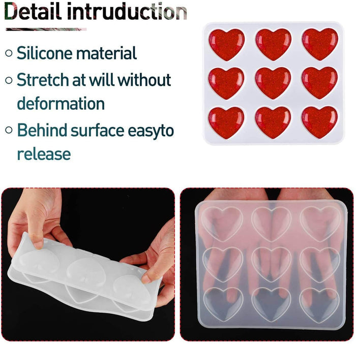 Heart Shape Resin Molds Keychain Charms Mold Silicone Heart Epoxy Mold - IntoResin