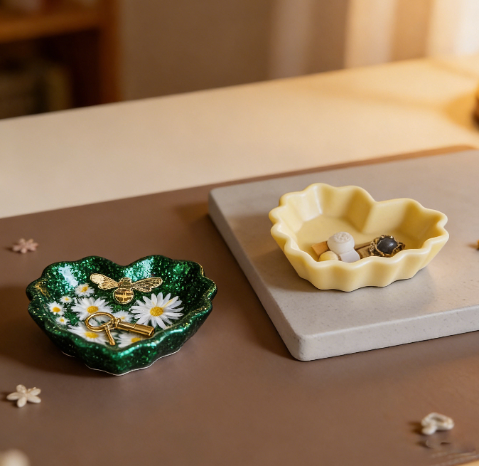 Heart-Shaped Storage Dish with Lace Edge Resin Mold