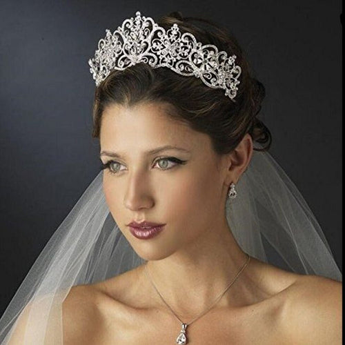Illusion Crystal Rhinestone Royal Princess Bride or Quinceañera Tiara-Crown