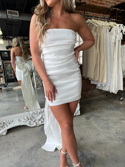 Quincy Bow Mini Dress (White)