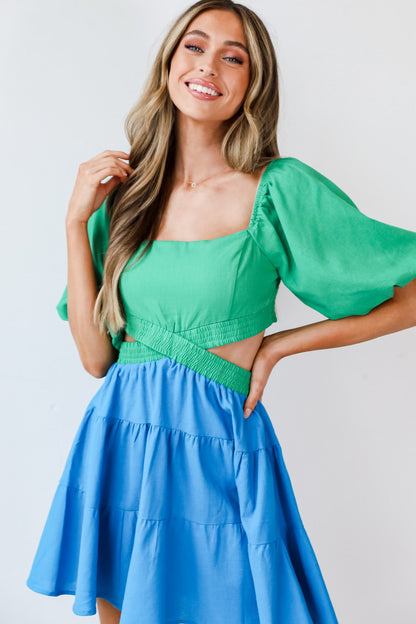 Be Bold Color Block Cutout Mini Dress