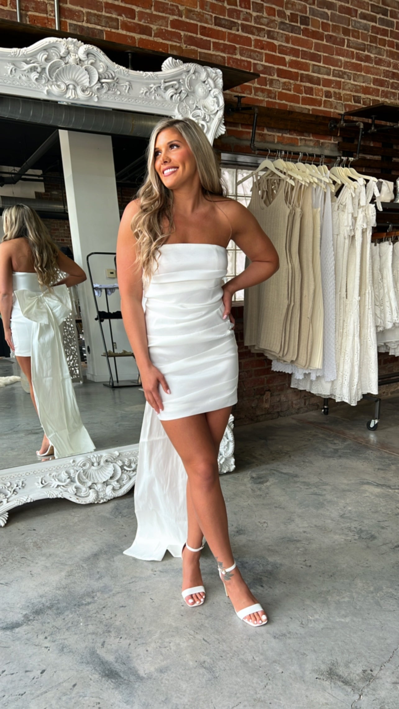Quincy Bow Mini Dress (White)