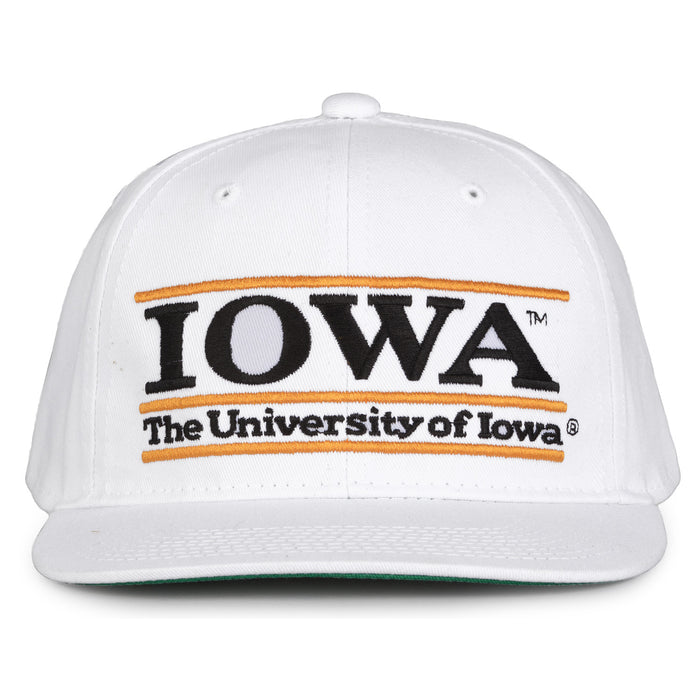 Iowa Retro Bar snapback hat in white, front view